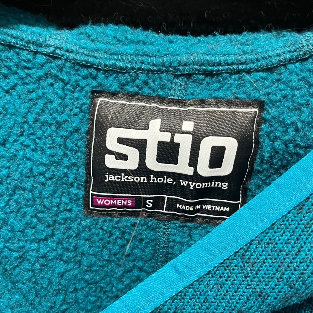Stio Wilcox Fleece Hoodie Womens Small Teal Blue Heather Quarter Zip Pullover - Picture 2 of 7
